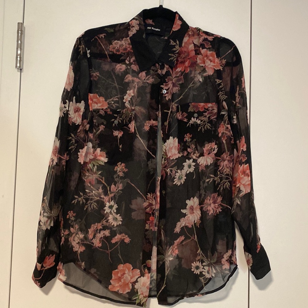 The Kooples 100% silk sheer button down blouse